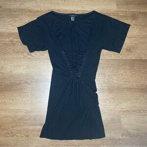 Goth Black Lace Up Mini Dress size S
